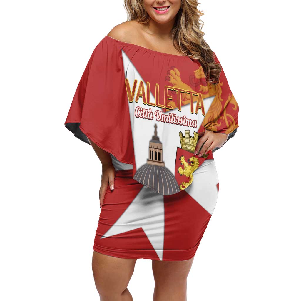 Valletta Malta Off Shoulder Short Dress Maltese Cross Citta Umilissima - Wonder Print Shop