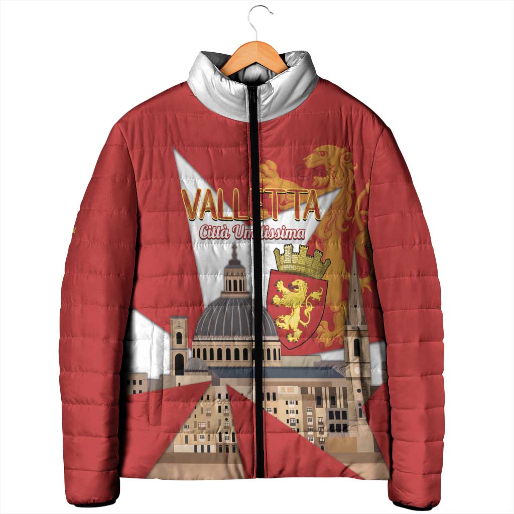 Valletta Malta Padded Jacket Maltese Cross Citta Umilissima - Wonder Print Shop