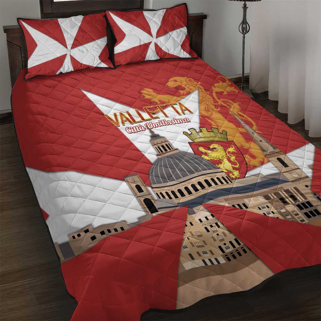 Valletta Malta Quilt Bed Set Maltese Cross Citta Umilissima - Wonder Print Shop