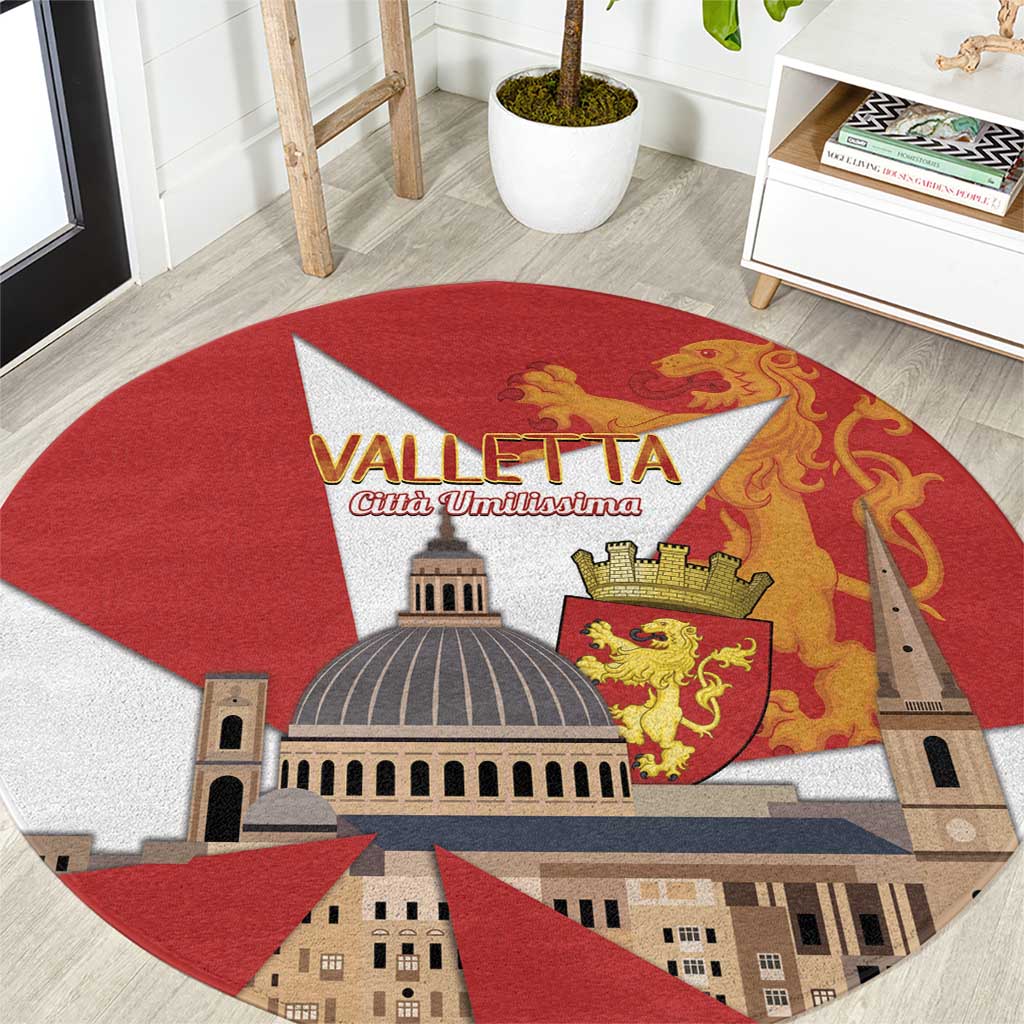 Valletta Malta Round Carpet Maltese Cross Citta Umilissima - Wonder Print Shop
