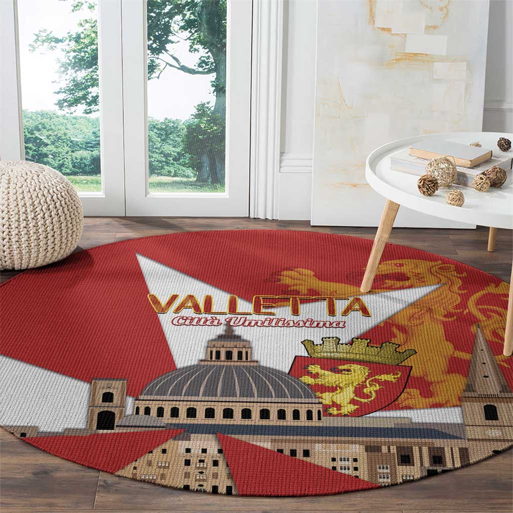 Valletta Malta Round Carpet Maltese Cross Citta Umilissima - Wonder Print Shop