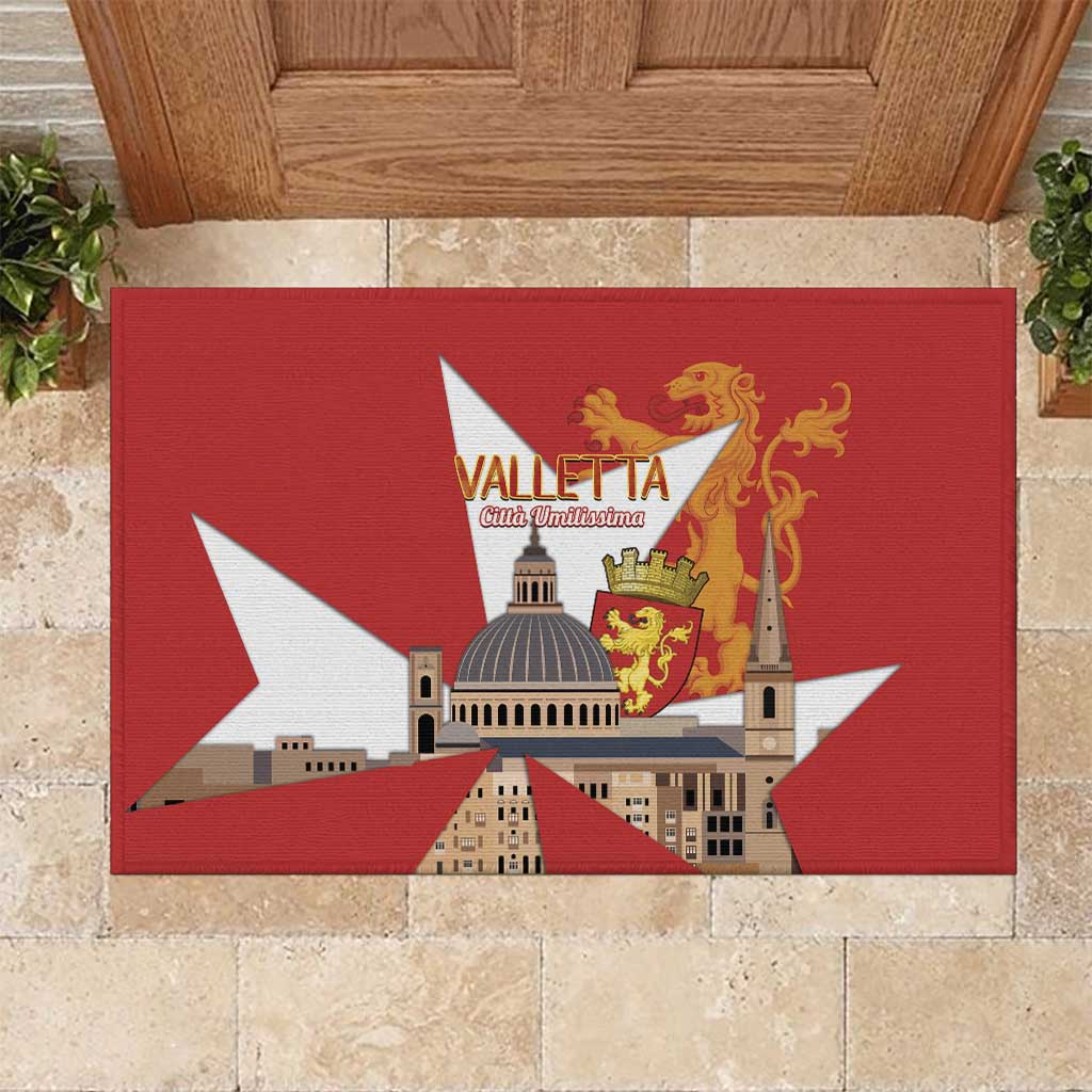 Valletta Malta Rubber Doormat Maltese Cross Citta Umilissima - Wonder Print Shop