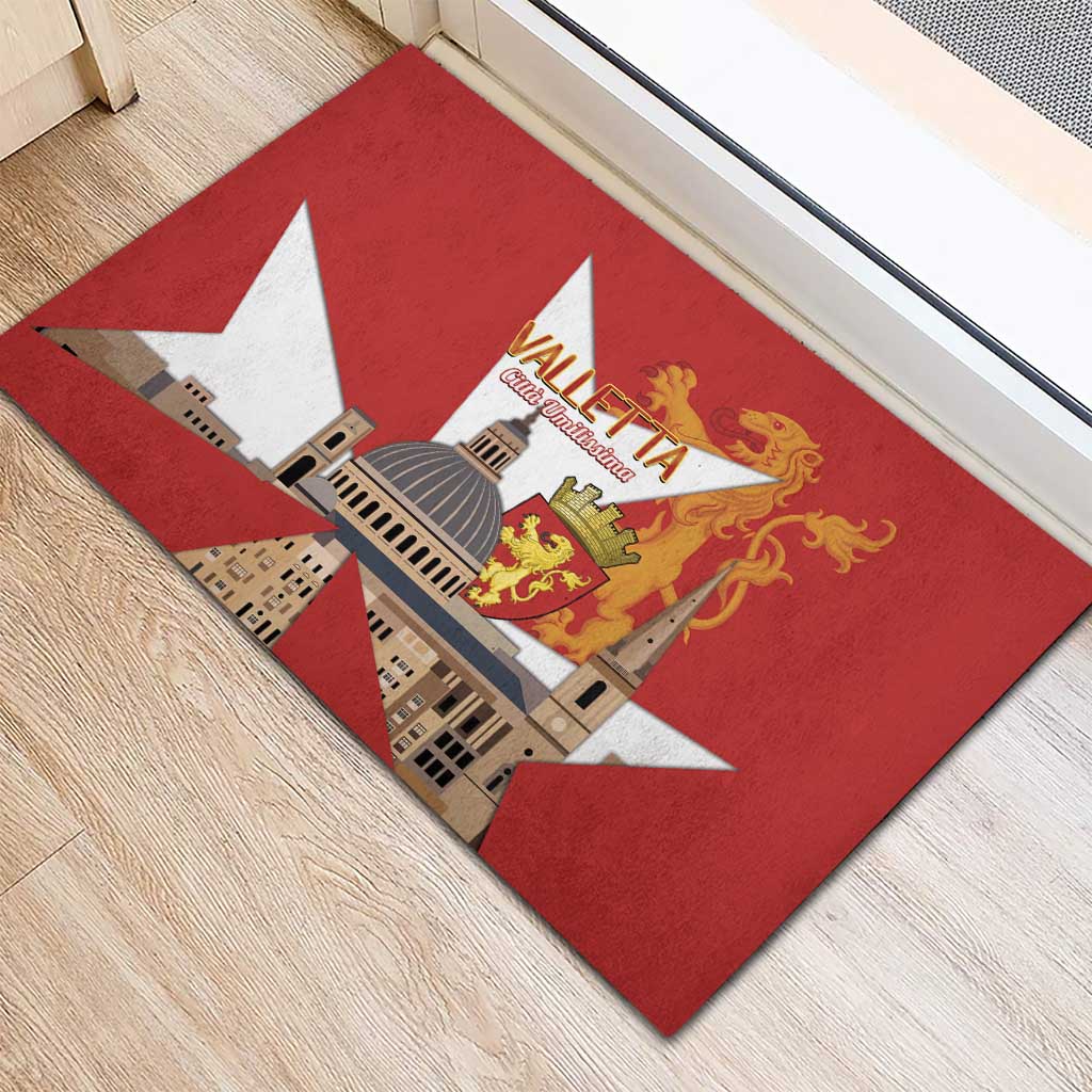 Valletta Malta Rubber Doormat Maltese Cross Citta Umilissima - Wonder Print Shop