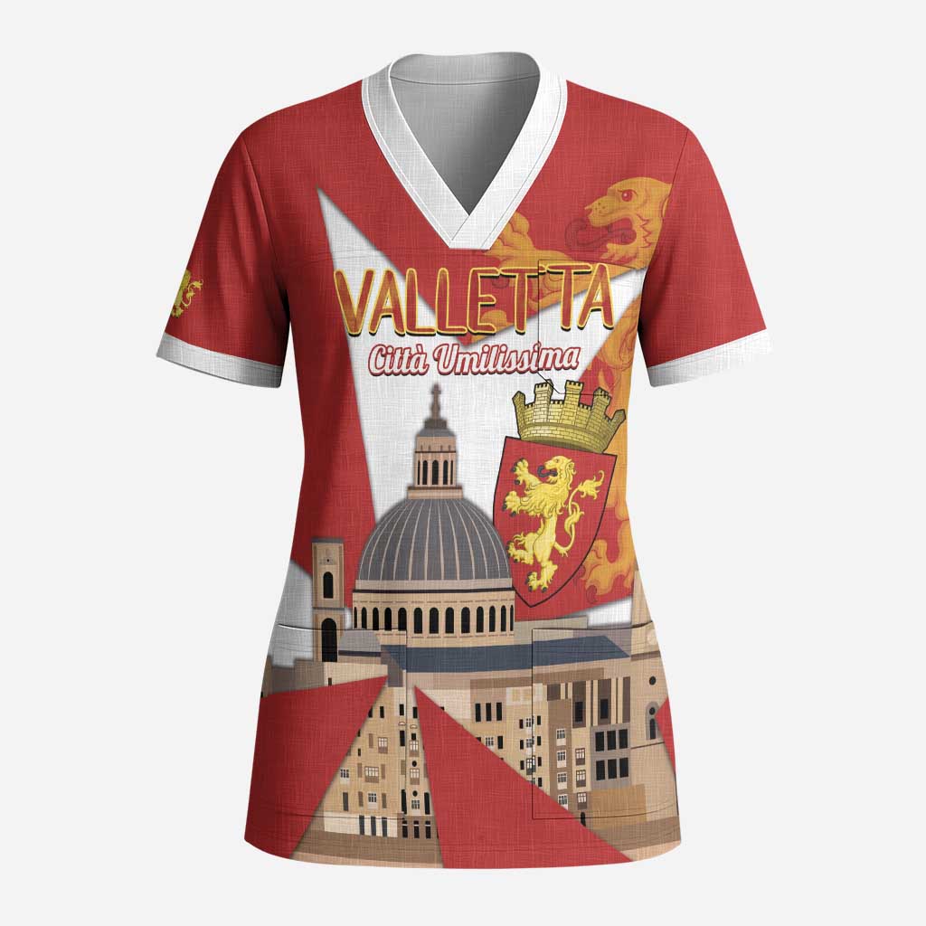 Valletta Malta Scrub Top Maltese Cross Citta Umilissima - Wonder Print Shop