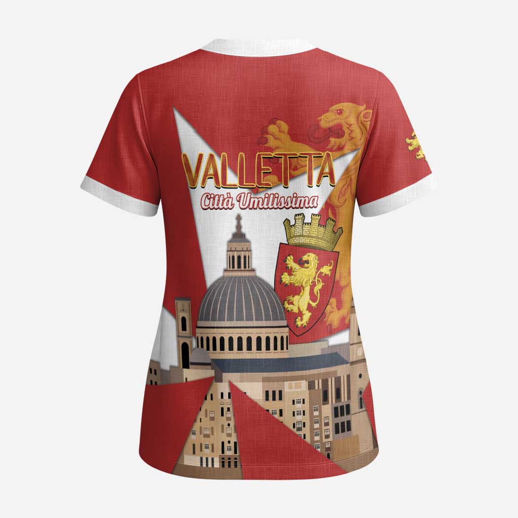 Valletta Malta Scrub Top Maltese Cross Citta Umilissima - Wonder Print Shop