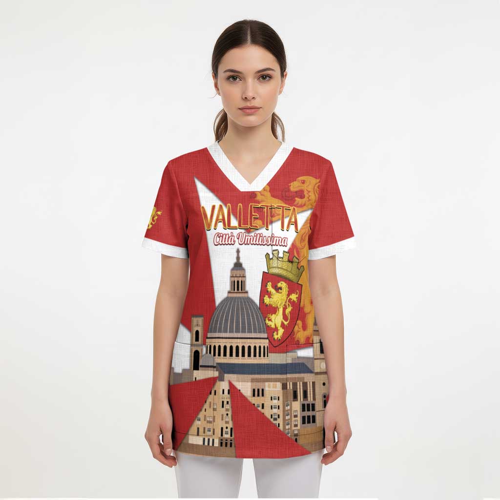 Valletta Malta Scrub Top Maltese Cross Citta Umilissima - Wonder Print Shop