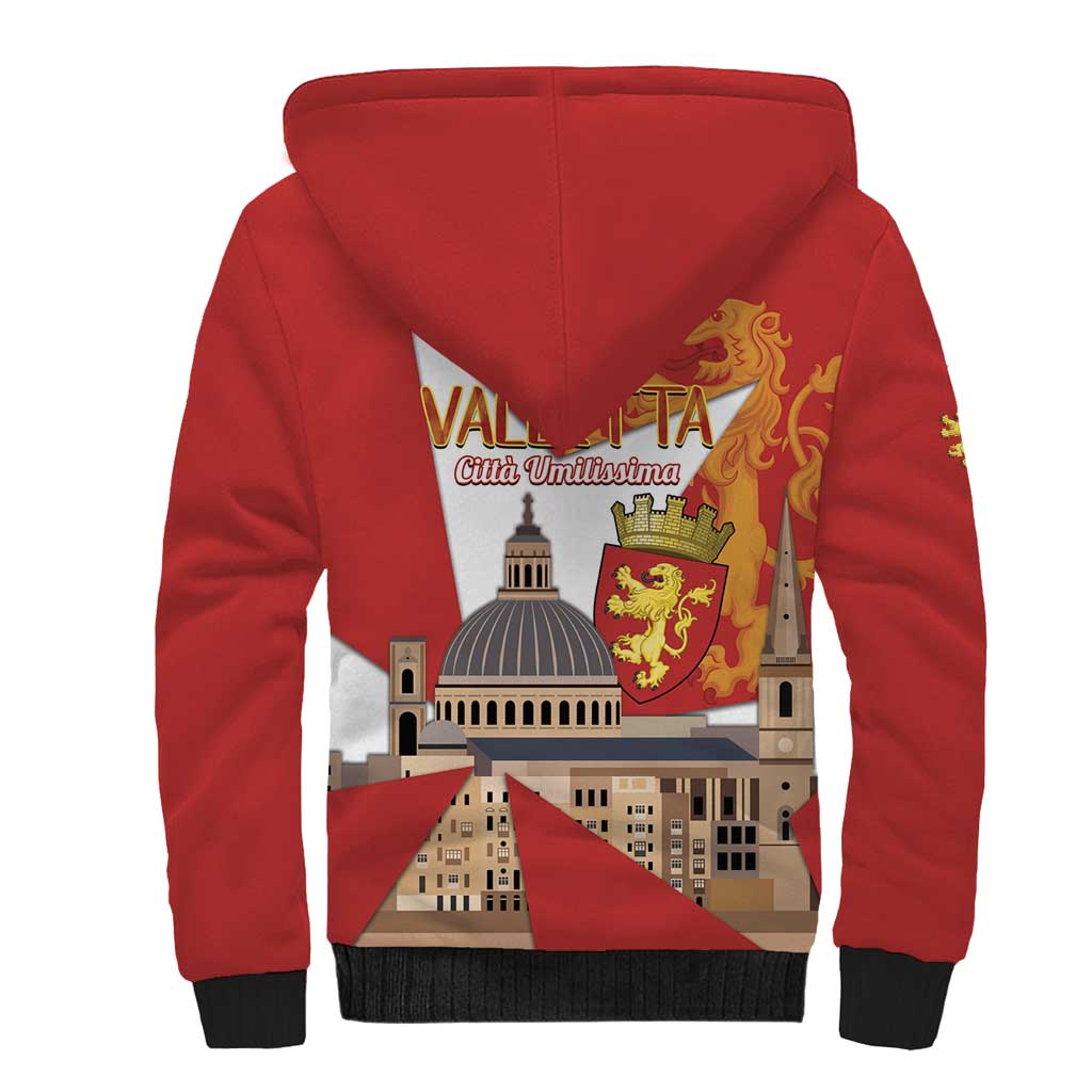 Valletta Malta Sherpa Hoodie Maltese Cross Citta Umilissima - Wonder Print Shop