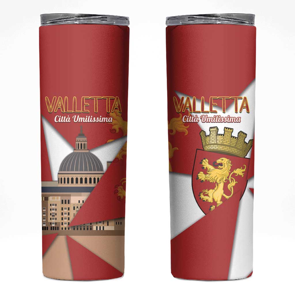 Valletta Malta Skinny Tumbler Maltese Cross Citta Umilissima - Wonder Print Shop
