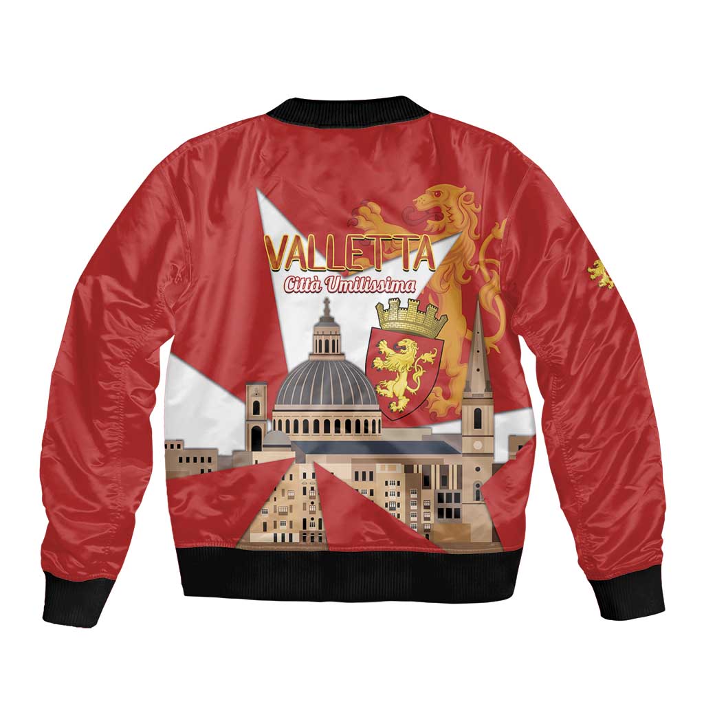 Valletta Malta Sleeve Zip Bomber Jacket Maltese Cross Citta Umilissima - Wonder Print Shop