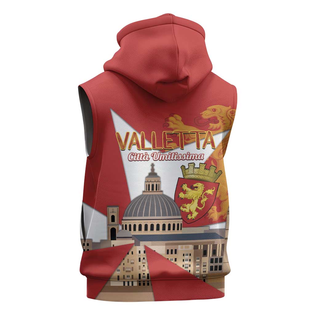 Valletta Malta Sleeveless Hoodie Maltese Cross Citta Umilissima - Wonder Print Shop