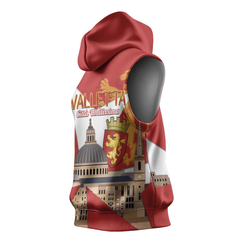 Valletta Malta Sleeveless Hoodie Maltese Cross Citta Umilissima - Wonder Print Shop