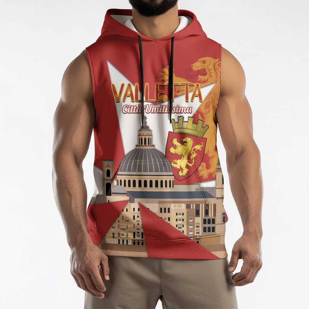 Valletta Malta Sleeveless Hoodie Maltese Cross Citta Umilissima - Wonder Print Shop