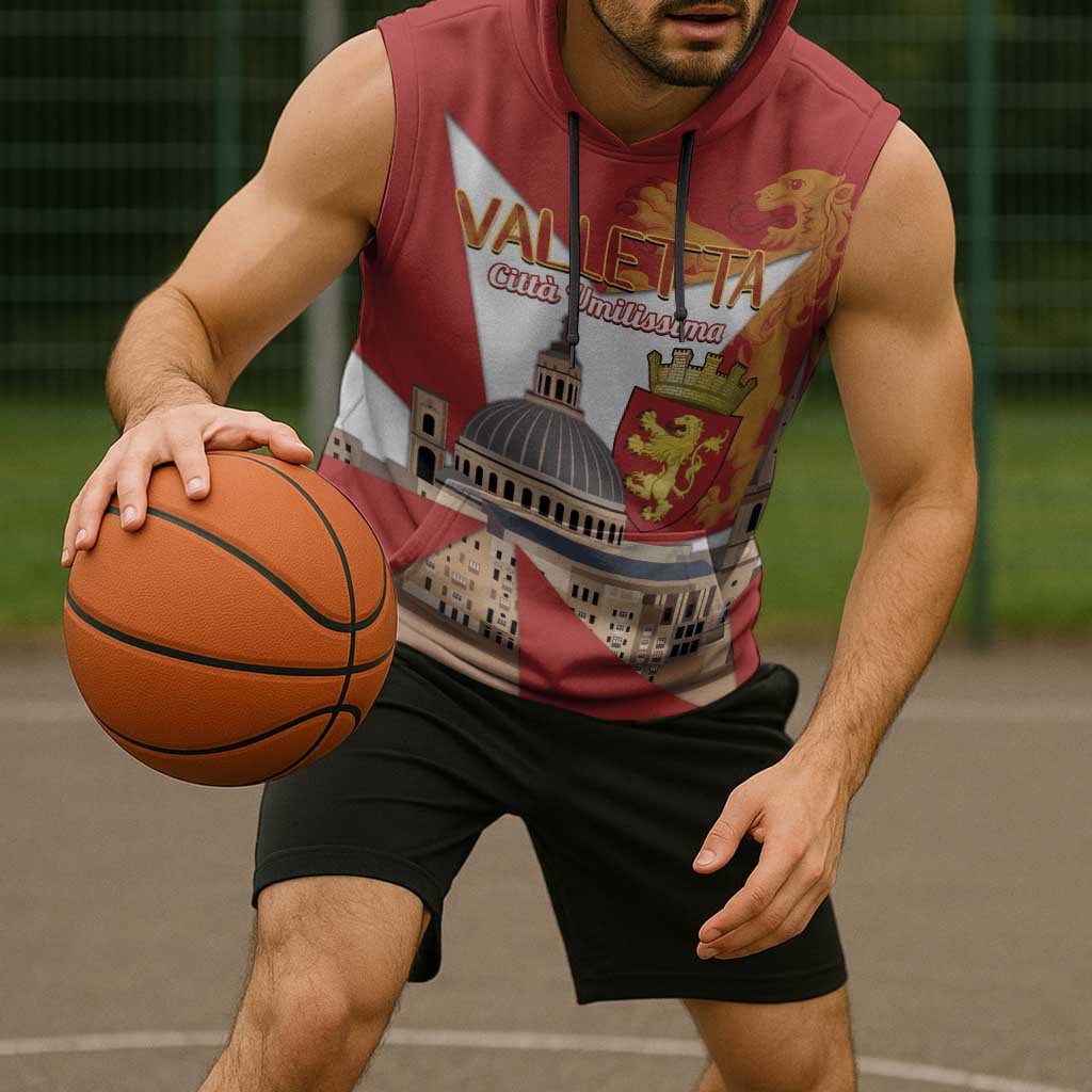 Valletta Malta Sleeveless Hoodie Maltese Cross Citta Umilissima - Wonder Print Shop