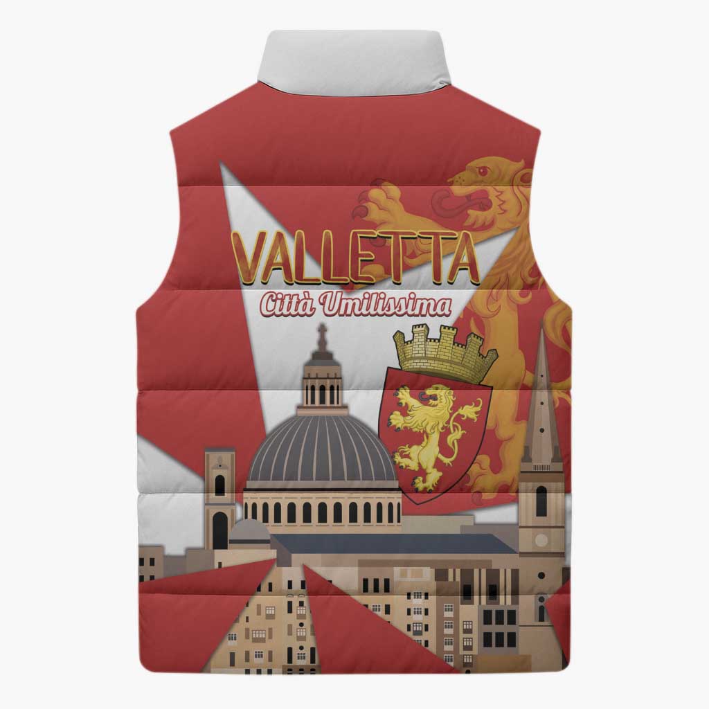 Valletta Malta Sleeveless Puffer Jacket Maltese Cross Citta Umilissima - Wonder Print Shop