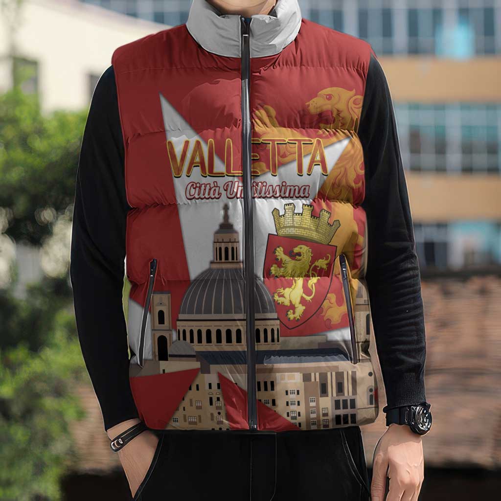 Valletta Malta Sleeveless Puffer Jacket Maltese Cross Citta Umilissima - Wonder Print Shop