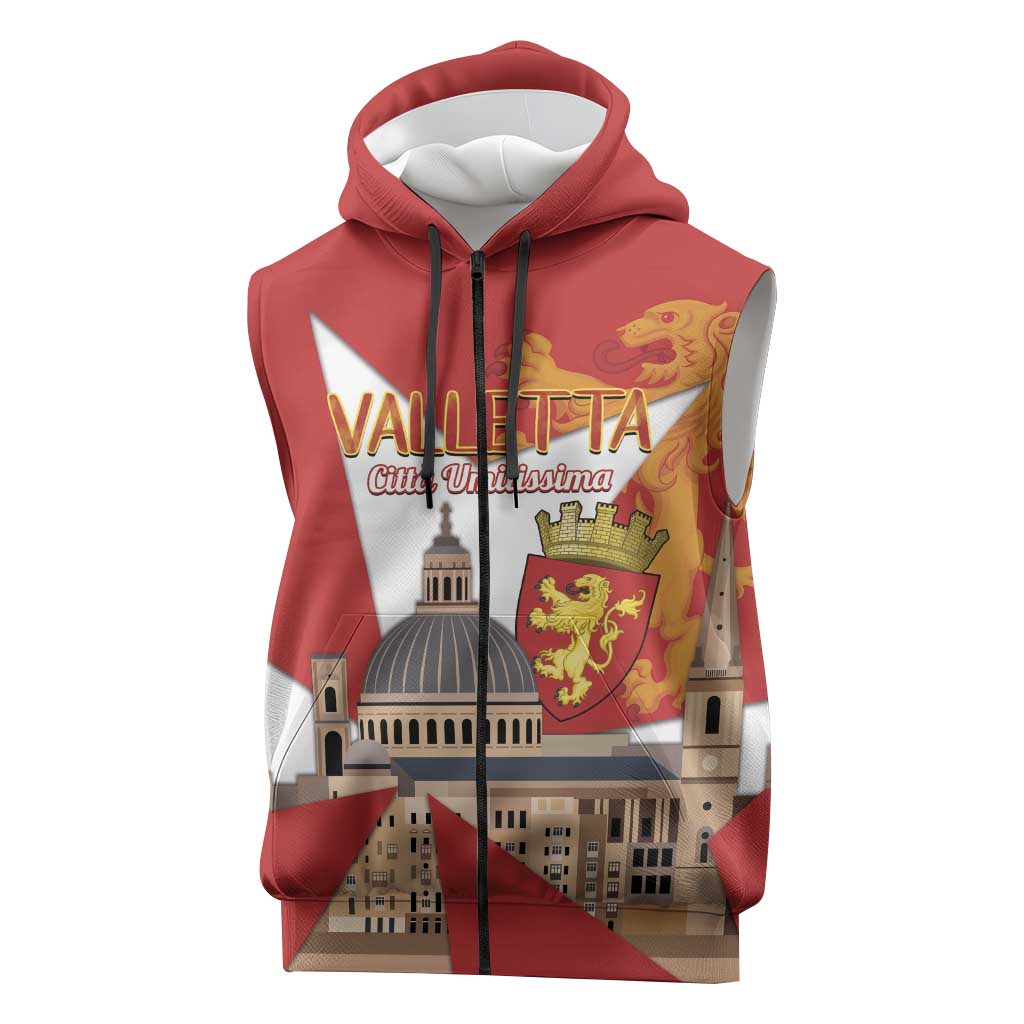 Valletta Malta Sleeveless Zip Hoodie Maltese Cross Citta Umilissima - Wonder Print Shop