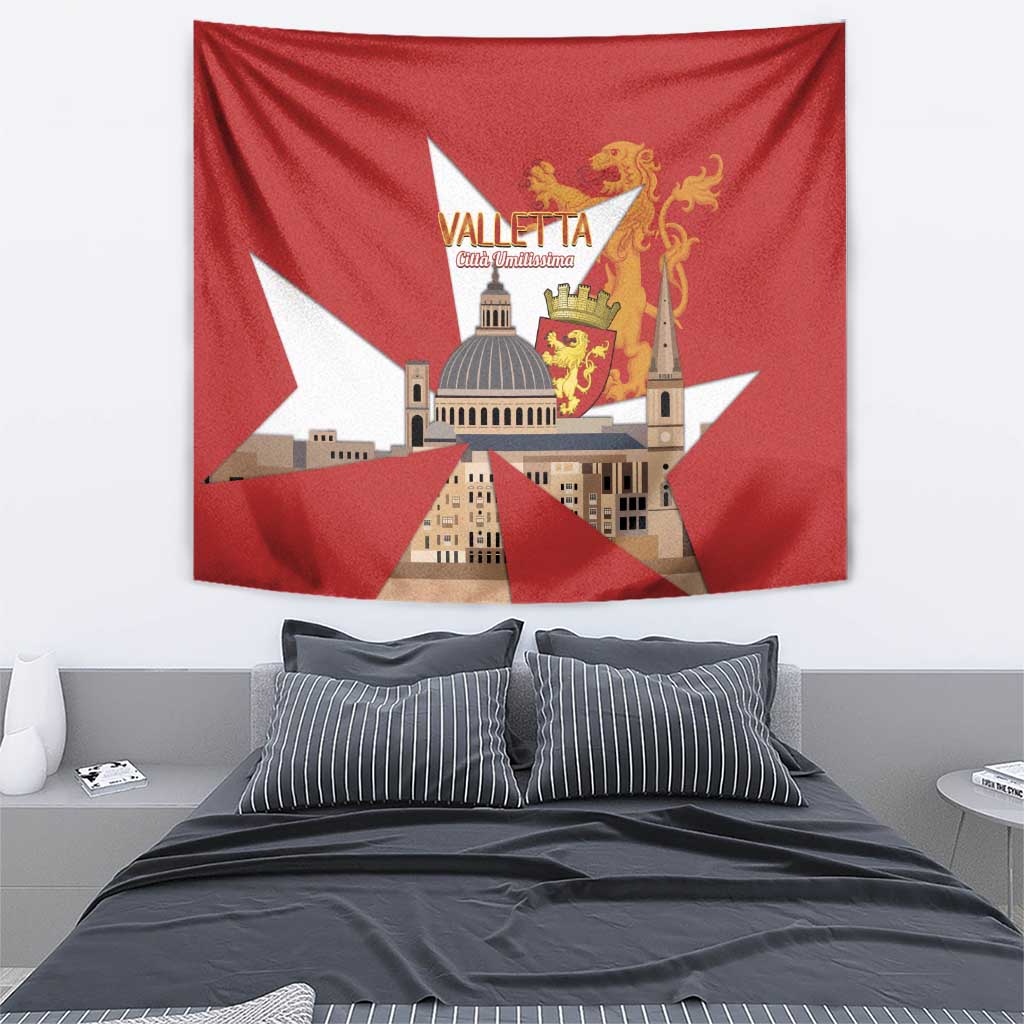 Valletta Malta Tapestry Maltese Cross Citta Umilissima - Wonder Print Shop