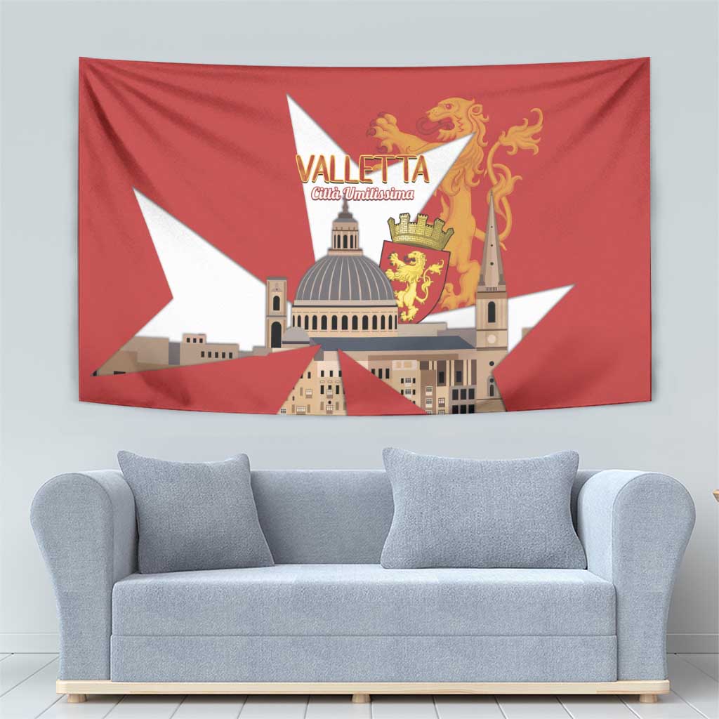 Valletta Malta Tapestry Maltese Cross Citta Umilissima - Wonder Print Shop
