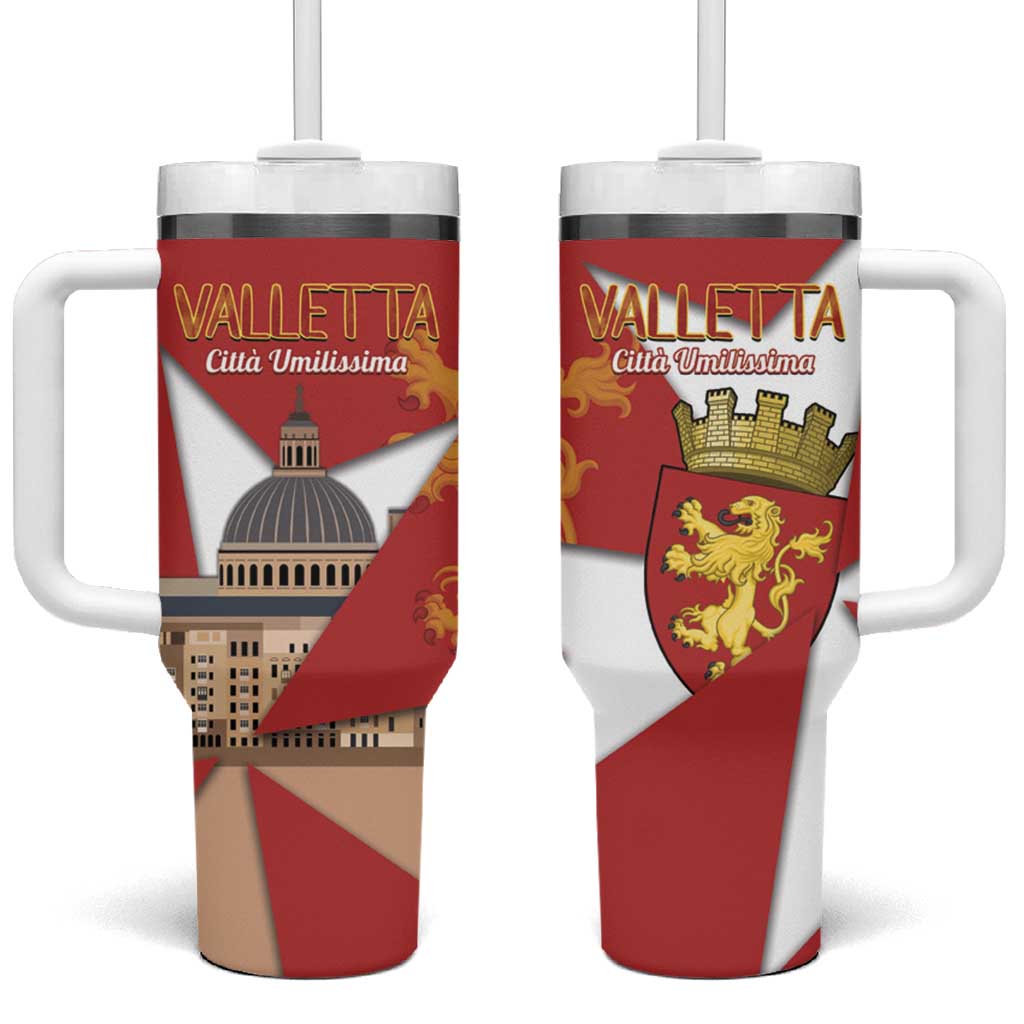 Valletta Malta Tumbler With Handle Maltese Cross Citta Umilissima - Wonder Print Shop