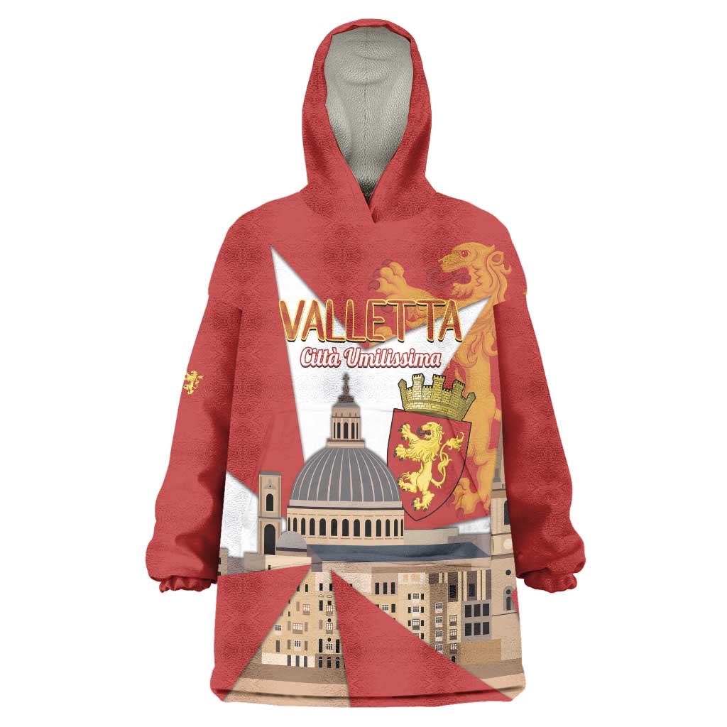 Valletta Malta Wearable Blanket Hoodie Maltese Cross Citta Umilissima - Wonder Print Shop
