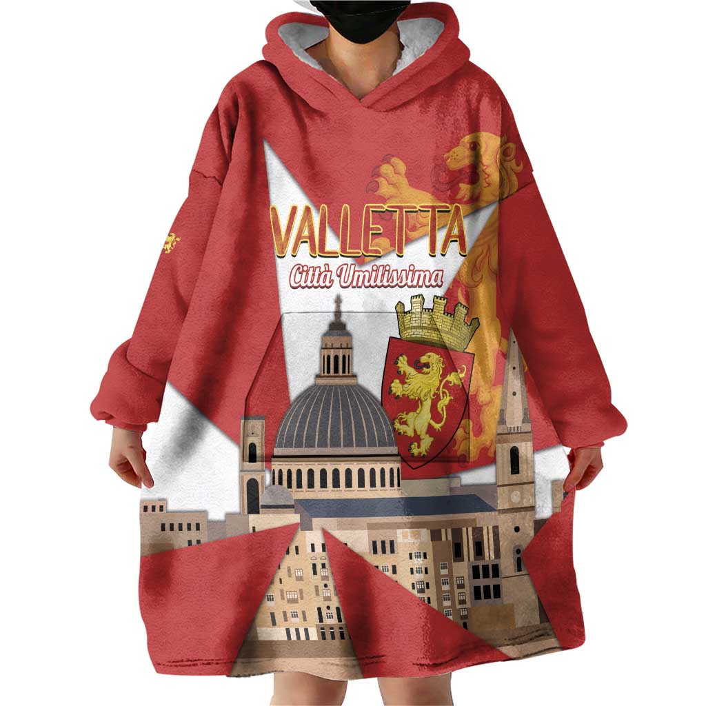 Valletta Malta Wearable Blanket Hoodie Maltese Cross Citta Umilissima - Wonder Print Shop