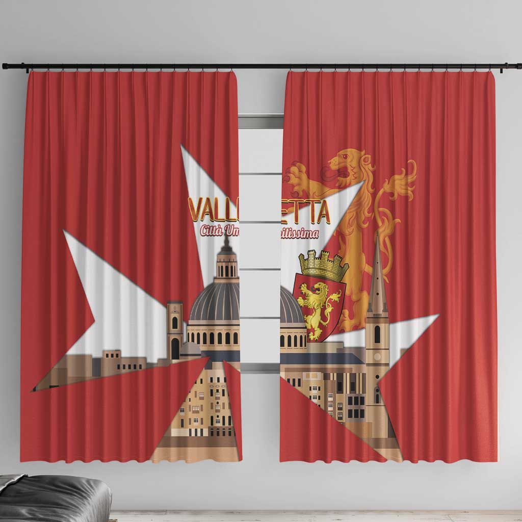 Valletta Malta Window Curtain Maltese Cross Citta Umilissima - Wonder Print Shop