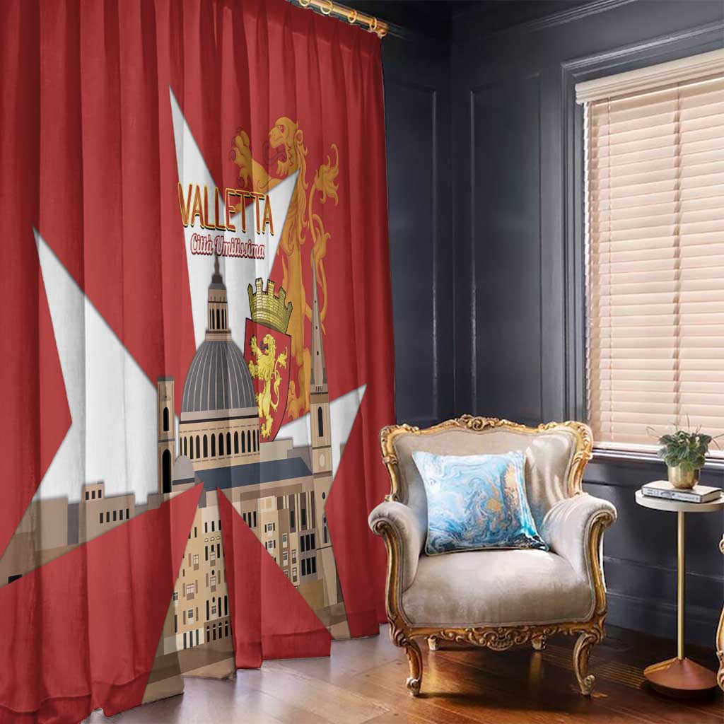 Valletta Malta Window Curtain Maltese Cross Citta Umilissima - Wonder Print Shop