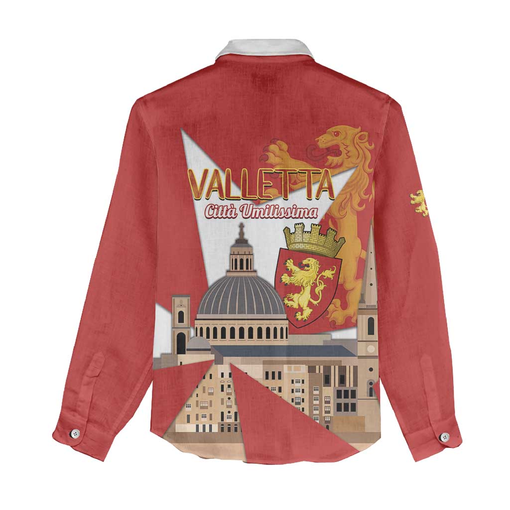 Valletta Malta Women Casual Shirt Maltese Cross Citta Umilissima - Wonder Print Shop