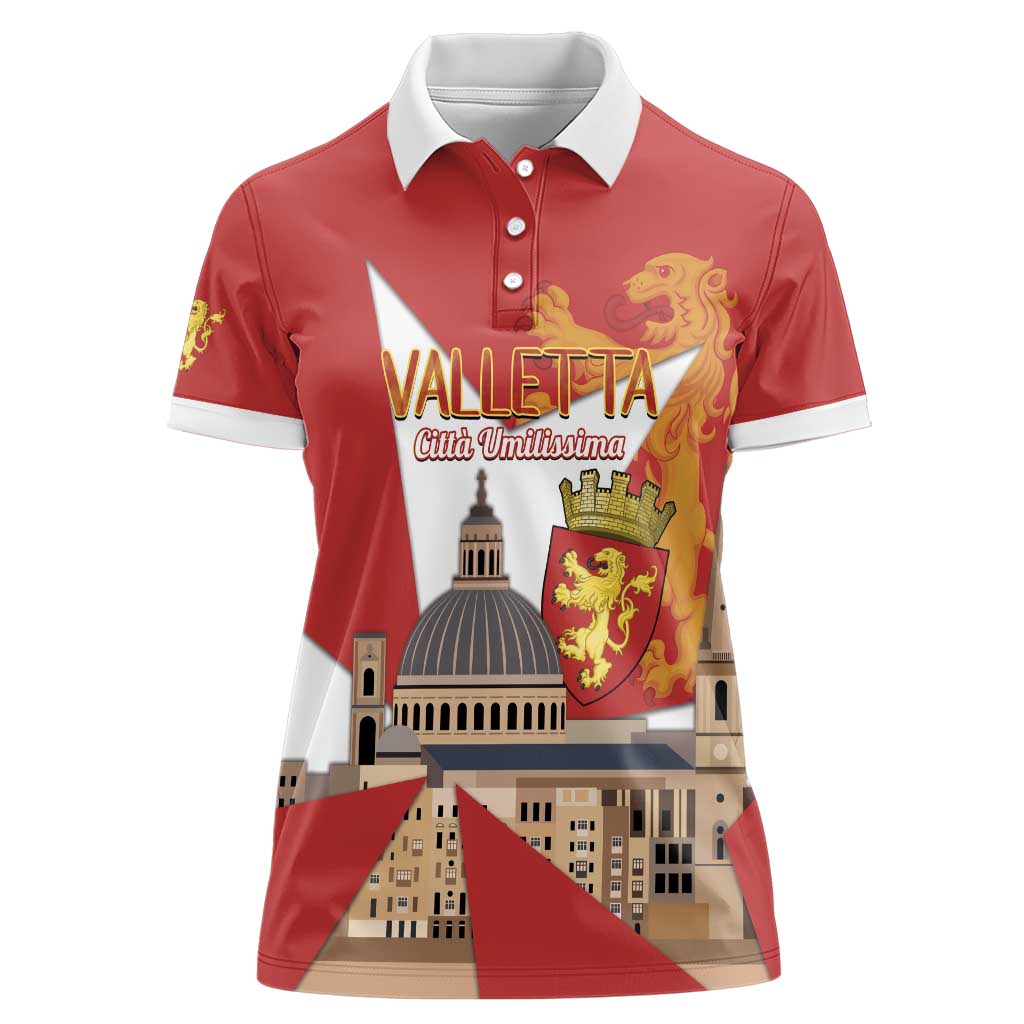 Valletta Malta Women Polo Shirt Maltese Cross Citta Umilissima - Wonder Print Shop