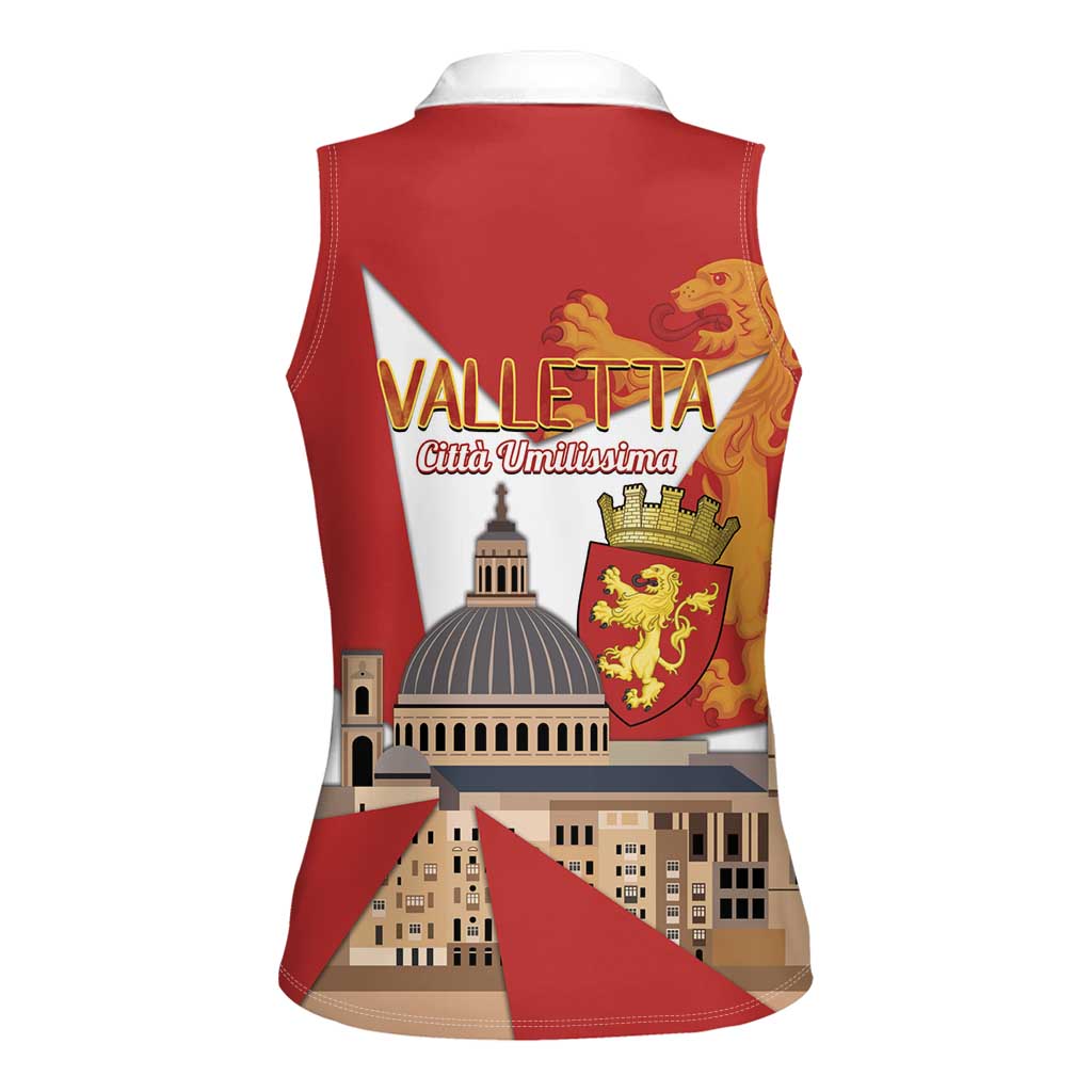 Valletta Malta Women Sleeveless Polo Shirt Maltese Cross Citta Umilissima - Wonder Print Shop
