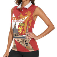 Valletta Malta Women Sleeveless Polo Shirt Maltese Cross Citta Umilissima - Wonder Print Shop