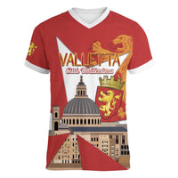 Valletta Malta Women V-Neck T-Shirt Maltese Cross Citta Umilissima - Wonder Print Shop
