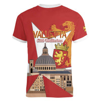 Valletta Malta Women V-Neck T-Shirt Maltese Cross Citta Umilissima - Wonder Print Shop