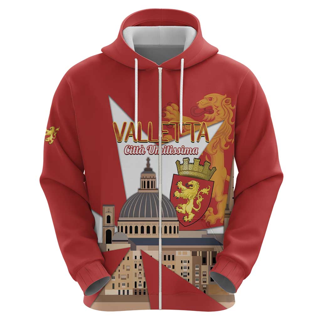 Valletta Malta Zip Hoodie Maltese Cross Citta Umilissima - Wonder Print Shop