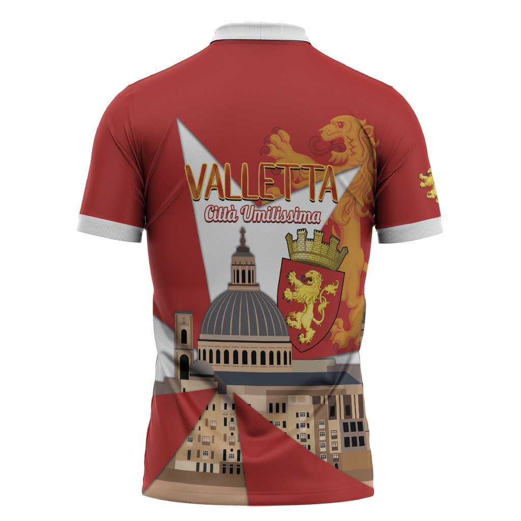 Valletta Malta Zipper Polo Shirt Maltese Cross Citta Umilissima - Wonder Print Shop