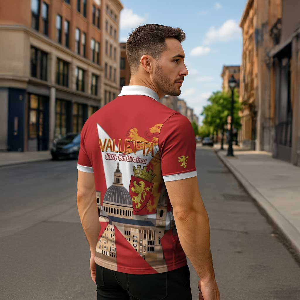 Valletta Malta Zipper Polo Shirt Maltese Cross Citta Umilissima - Wonder Print Shop