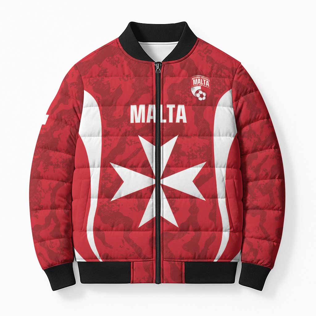 Malta Football Custom Bomber Puffer Jacket Come One Reds - Wonder Print Shop