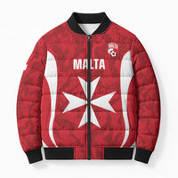 Malta Football Custom Bomber Puffer Jacket Come One Reds - Wonder Print Shop