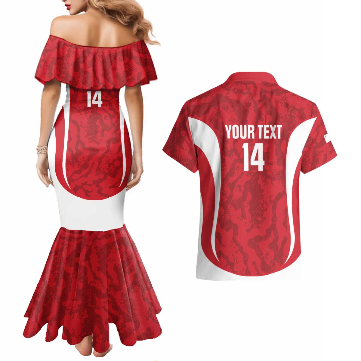 Malta Football Custom Couples Matching Mermaid Dress and Hawaiian Shirt Come One Reds - Wonder Print Shop