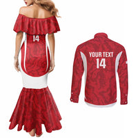 Malta Football Custom Couples Matching Mermaid Dress and Long Sleeve Button Shirt Come One Reds - Wonder Print Shop