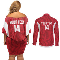 Malta Football Custom Couples Matching Off Shoulder Short Dress and Long Sleeve Button Shirt Come One Reds - Wonder Print Shop