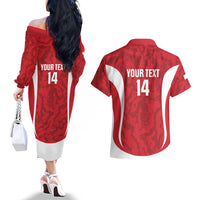 Malta Football Custom Couples Matching Off The Shoulder Long Sleeve Dress and Hawaiian Shirt Come One Reds - Wonder Print Shop