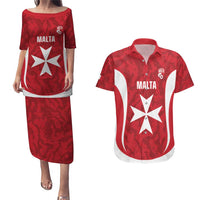 Malta Football Custom Couples Matching Puletasi and Hawaiian Shirt Come One Reds - Wonder Print Shop