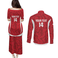 Malta Football Custom Couples Matching Puletasi and Long Sleeve Button Shirt Come One Reds - Wonder Print Shop