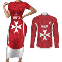 Malta Football Custom Couples Matching Short Sleeve Bodycon Dress and Long Sleeve Button Shirt Come One Reds - Wonder Print Shop