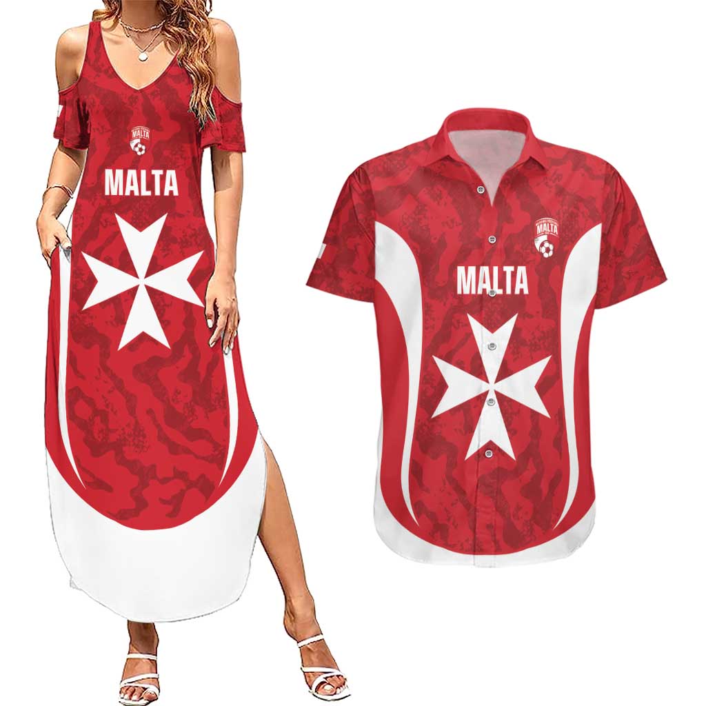 Malta Football Custom Couples Matching Summer Maxi Dress and Hawaiian Shirt Come One Reds - Wonder Print Shop