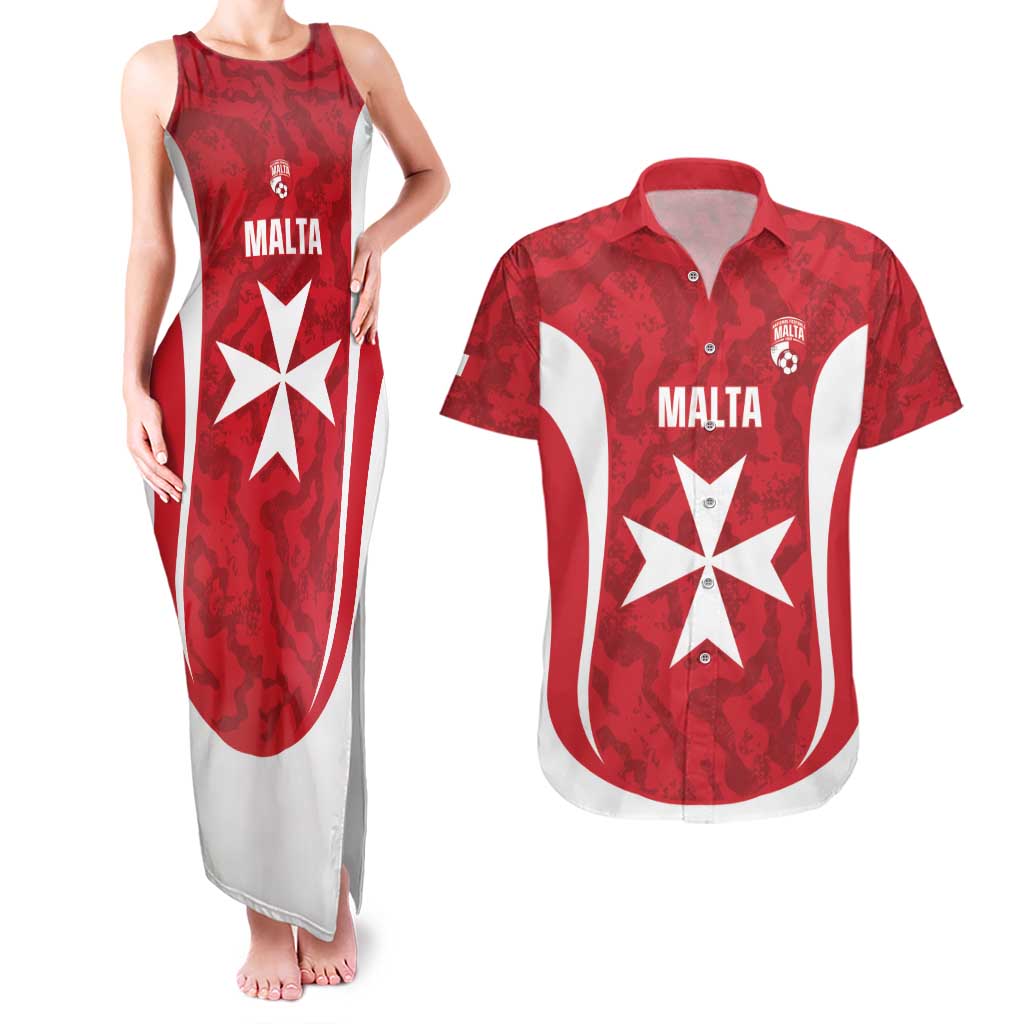 Malta Football Custom Couples Matching Tank Maxi Dress and Hawaiian Shirt Come One Reds - Wonder Print Shop