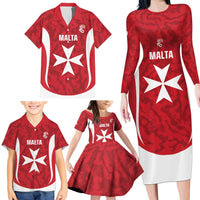 Malta Football Custom Family Matching Long Sleeve Bodycon Dress and Hawaiian Shirt Come One Reds - Wonder Print Shop