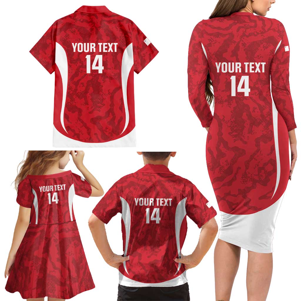Malta Football Custom Family Matching Long Sleeve Bodycon Dress and Hawaiian Shirt Come One Reds - Wonder Print Shop