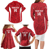 Malta Football Custom Family Matching Long Sleeve Bodycon Dress and Hawaiian Shirt Come One Reds - Wonder Print Shop
